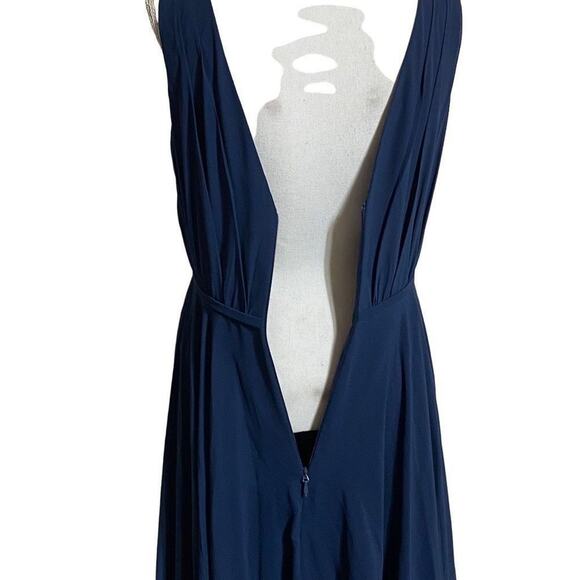 A-line V-Neck Floor-Length Chiffon Evening Dress Medium Sleeveless Maxi Formal - Picture 8 of 11